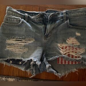 Old Navy American flag denim shorts.
